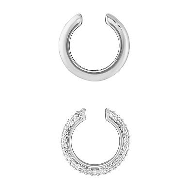 PRIMROSE Silver-Plated Cubic Zirconia Ear Cuff Duo Set