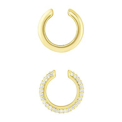 PRIMROSE Silver-Plated Cubic Zirconia Ear Cuff Duo Set