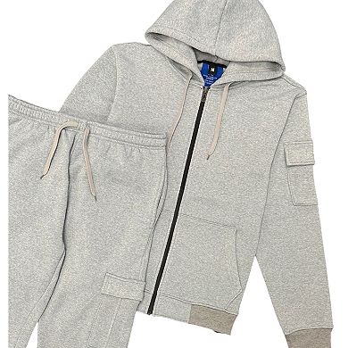 Men's Cargo Jogger Sweatsuit Zip Up Hoodie & Sweatpants Outfit