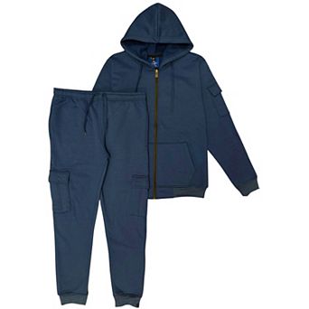 Men's Cargo Jogger Sweatsuit Zip Up Hoodie & Sweatpants Outfit