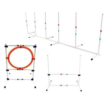 Midlee Dog Agility Beginner Set- Hoop Jump, Weave Poles, And Bar Jump