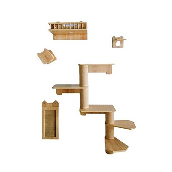 Midlee Cat Wall Shelves Climber Furniture- Perch Activity Wooden Tree