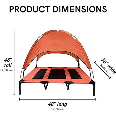 Midlee Salmon Dog Cot With Canopy