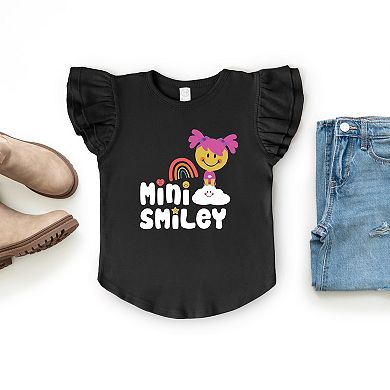 Mini Smiley Rainbow Cloud Aria - Flutter Sleeve Graphic T-Shirt
