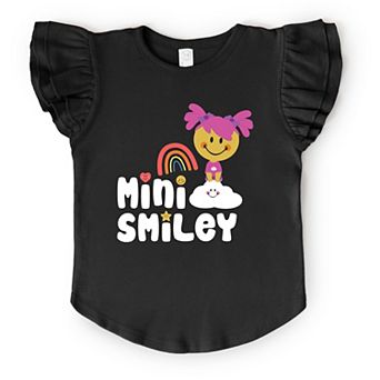Mini Smiley Rainbow Cloud Aria - Flutter Sleeve Graphic T-Shirt
