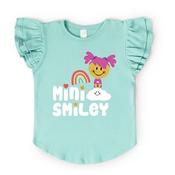 Mini Smiley Rainbow Cloud Aria - Flutter Sleeve Graphic T-Shirt