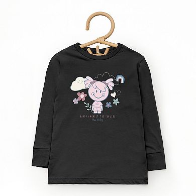 Mini Smiley Happy Amongst The Flowers - Toddler Long Sleeve Graphic Tee