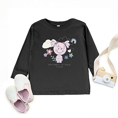 Mini Smiley Happy Amongst The Flowers - Toddler Long Sleeve Graphic Tee