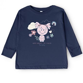 Mini Smiley Happy Amongst The Flowers - Toddler Long Sleeve Graphic Tee