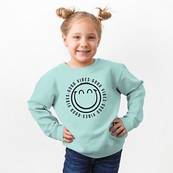 SmileyWorld Good Vibes Outline - Toddler Graphic Sweatshirt
