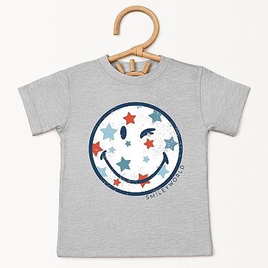 SmileyWorld Patriotic Star Wink - Toddler Short Sleeve Graphic T-Shirt