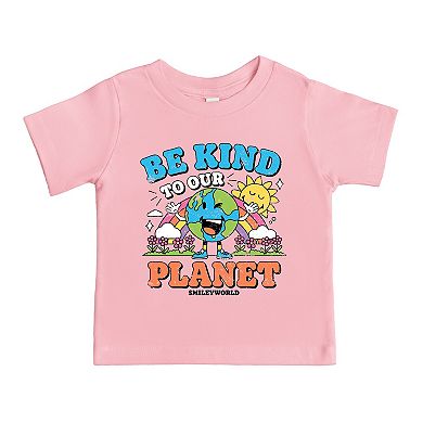 SmileyWorld Be Kind To Our Planet Rainbow - Toddler Short Sleeve Graphic T-Shirt