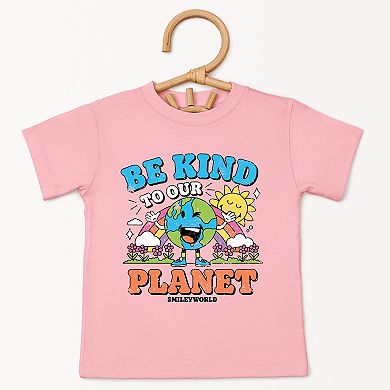 SmileyWorld Be Kind To Our Planet Rainbow - Toddler Short Sleeve Graphic T-Shirt