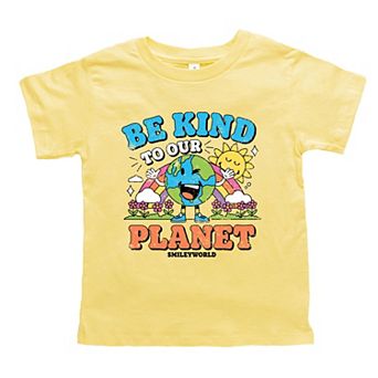 SmileyWorld Be Kind To Our Planet Rainbow - Toddler Short Sleeve Graphic T-Shirt