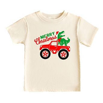 Christmas Dino Truck - Toddler Short Sleeve Graphic T-Shirt