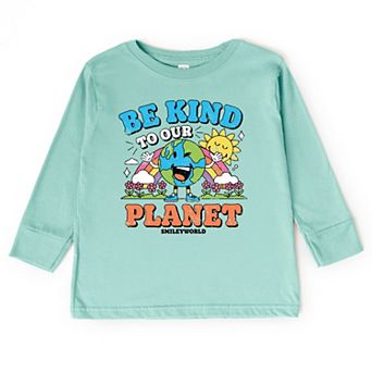 SmileyWorld Be Kind To Our Planet Rainbow - Toddler Long Sleeve Graphic Tee