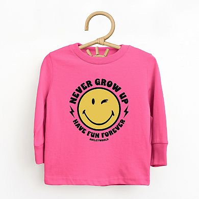 SmileyWorld Never Grow Up - Toddler Long Sleeve Graphic Tee