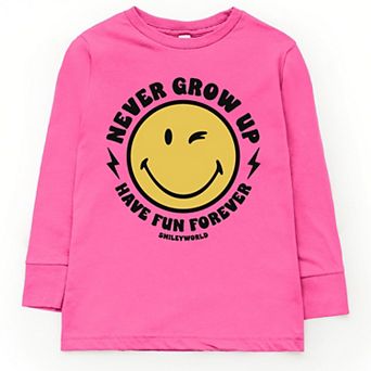 SmileyWorld Never Grow Up - Toddler Long Sleeve Graphic Tee
