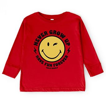 SmileyWorld Never Grow Up - Toddler Long Sleeve Graphic Tee