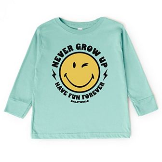 SmileyWorld Never Grow Up - Toddler Long Sleeve Graphic Tee