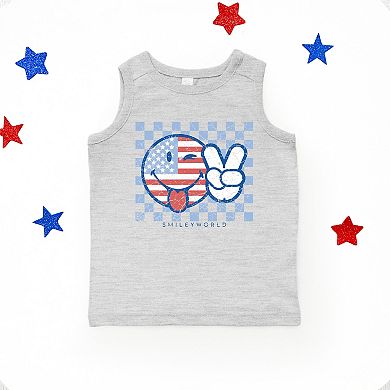 SmileyWorld Patriotic Checkered Peace - Toddler Graphic Tank