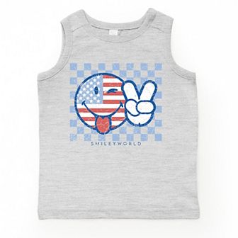 SmileyWorld Patriotic Checkered Peace - Toddler Graphic Tank