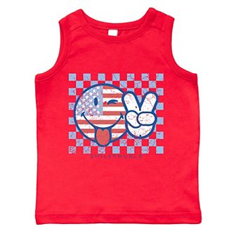 SmileyWorld Patriotic Checkered Peace - Toddler Graphic Tank