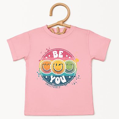 SmileyWorld Be You Rainbow Circle - Toddler Short Sleeve Graphic T-Shirt