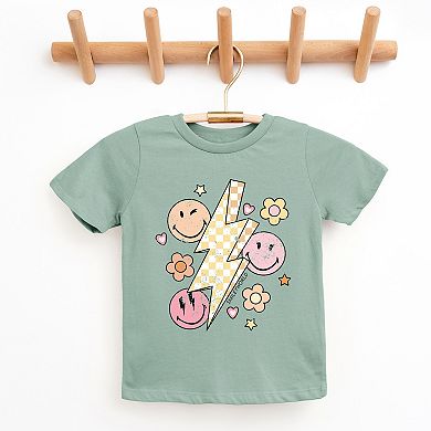 SmileyWorld Checkered Lightning Floral - Youth Short Sleeve Graphic T-Shirt