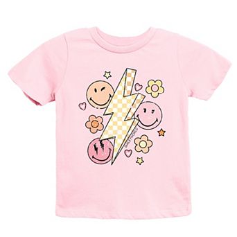 SmileyWorld Checkered Lightning Floral - Youth Short Sleeve Graphic T-Shirt