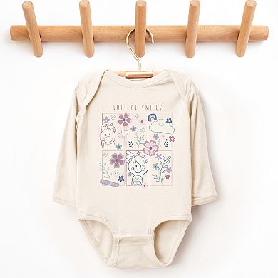 Mini Smiley Full of Smiles Outline - Baby Long Sleeve Bodysuit