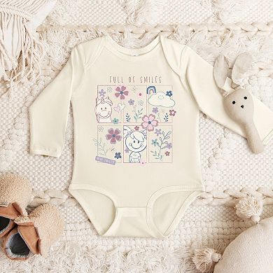 Mini Smiley Full of Smiles Outline - Baby Long Sleeve Bodysuit