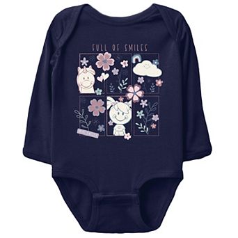 Mini Smiley Full of Smiles Outline - Baby Long Sleeve Bodysuit