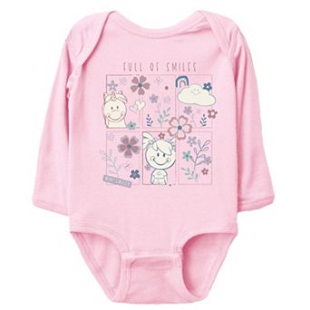 Mini Smiley Full of Smiles Outline - Baby Long Sleeve Bodysuit