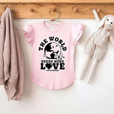 SmileyWorld The World Needs More Love - Flutter Sleeve Graphic T-Shirt