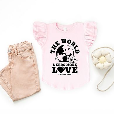 SmileyWorld The World Needs More Love - Flutter Sleeve Graphic T-Shirt
