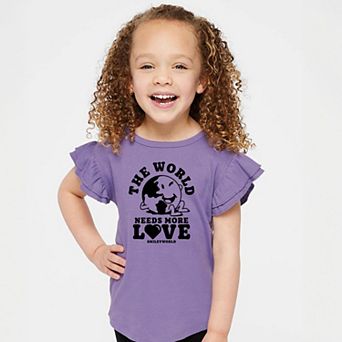 SmileyWorld The World Needs More Love - Flutter Sleeve Graphic T-Shirt