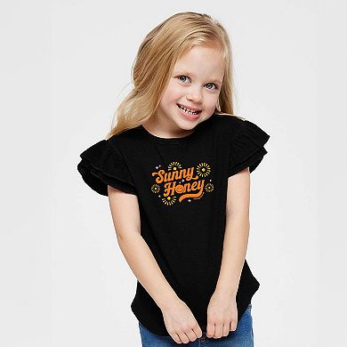 SmileyWorld Sunny Honey - Flutter Sleeve Graphic T-Shirt