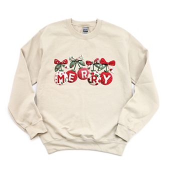 Merry Ornaments Quilted Print - Women's Graphic Sweatshirt