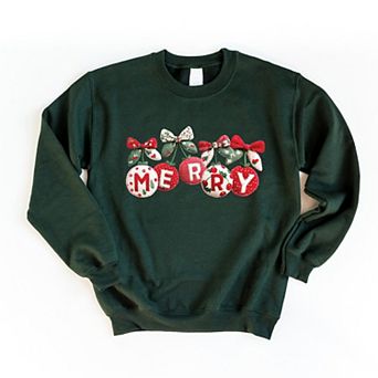 Merry Ornaments Quilted Print - Women's Graphic Sweatshirt