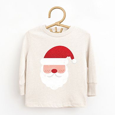 Santa Face Glitter - Toddler Long Sleeve Graphic Tee