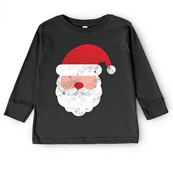 Santa Face Glitter - Toddler Long Sleeve Graphic Tee