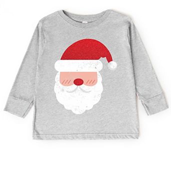 Santa Face Glitter - Toddler Long Sleeve Graphic Tee