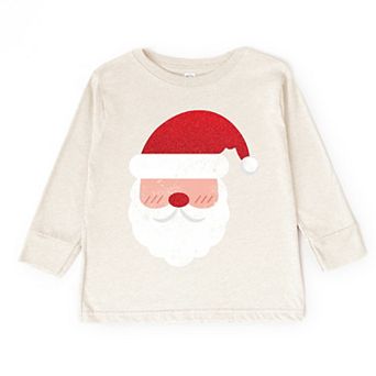 Santa Face Glitter - Toddler Long Sleeve Graphic Tee