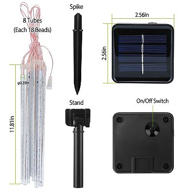 Solar Meteor Shower Lights 9.84FT Raindrop String Lamp Waterproof for Tree Garden Party Decor