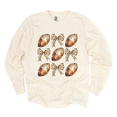 Coquette Football Chart - Women's Garment Dyed Long Sleeve Graphic T-Shirt
