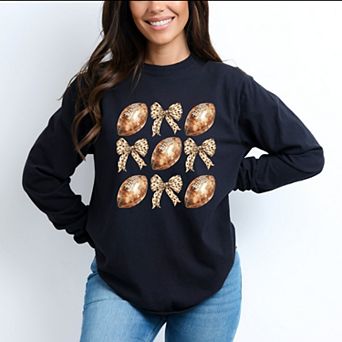 Coquette Football Chart - Women's Garment Dyed Long Sleeve Graphic T-Shirt