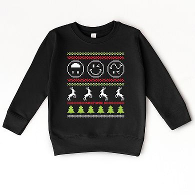 SmileyWorld Ugly Christmas Sweater Pixels - Toddler Graphic Sweatshirt