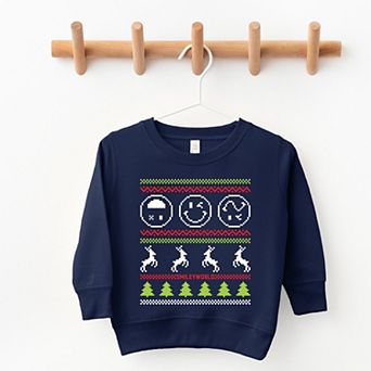 SmileyWorld Ugly Christmas Sweater Pixels - Toddler Graphic Sweatshirt