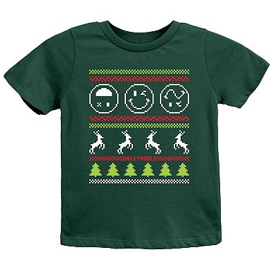 SmileyWorld Ugly Christmas Sweater Pixels - Youth Short Sleeve Graphic T-Shirt